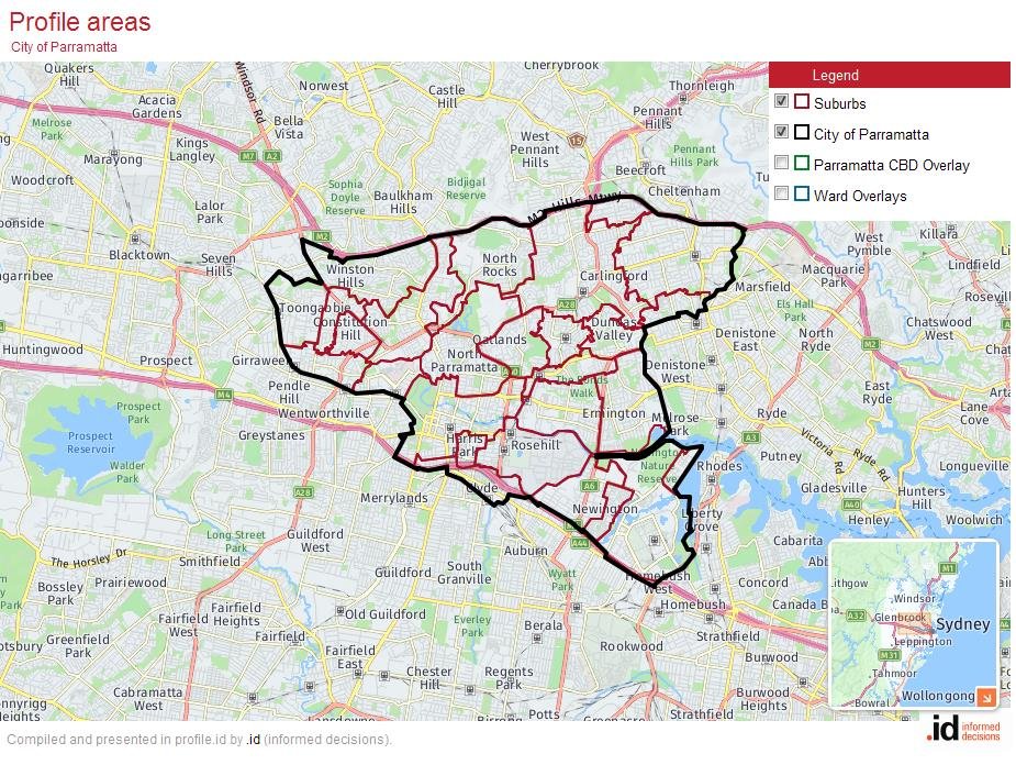 Parramatta Painters Suburbs Map